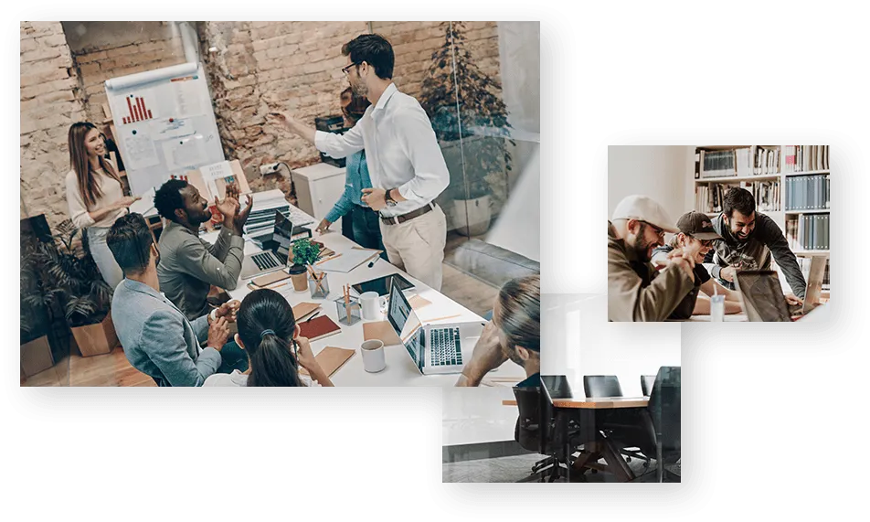 Equipe da HL Corp em reunião de trabalho